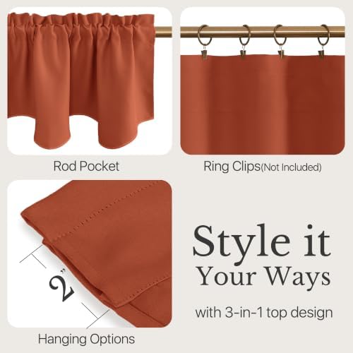 NICETOWN Burnt Orange Blackout Valances - Image 3