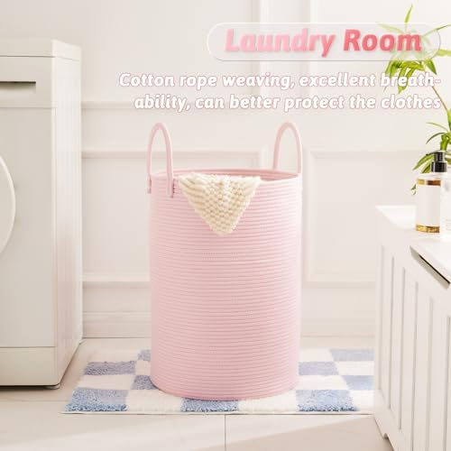 Artfeel Laundry Basket, Woven Cotton Rope Laundry Hamper, 60L - Image 5