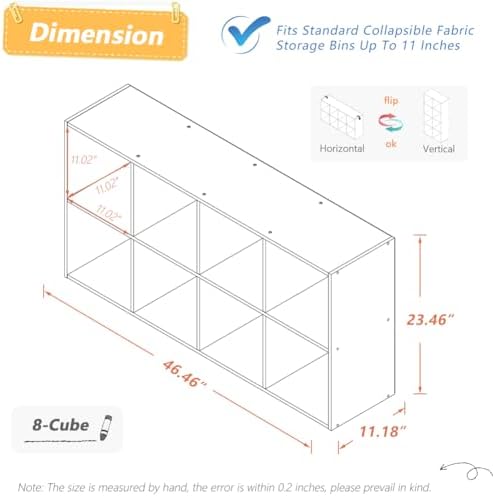 NELYE 8 Cube Organizer Bookcase Oak Open Shelf - Image 2