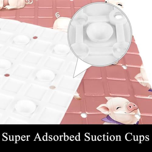 Bathtub Mat Non Slip 26.8x15.1 Inch, Cute Pigs Shower Mat - Image 3