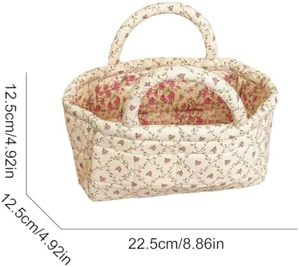Small Storage Basket Organizer, Mini Fabric Floral Storage Baskets - Image 6