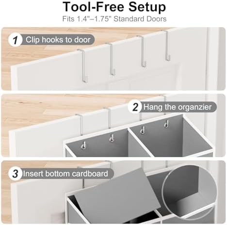 Over the Door Hanging Organizer - 50lb Load Closet Door Storage - Image 7