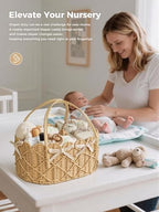Baby Diaper Caddy Organizer, Handwoven Nursery Basket - Image 6