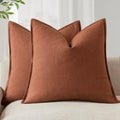 Foindtower Linen Solid Decorative Throw Pillow Cover 24x24 Inch Rust Orange by Foindtower