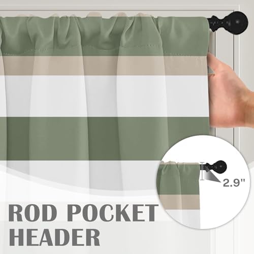 Emvency Valances for Windows, 2 Pack, 52x18 Inch, Sage Striped - Image 5