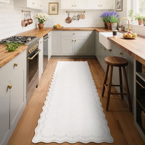 GarveeHome 2.5x8 Scalloped Washable Runner Rug Non Slip Hallway Kitchen Rug - Image 3