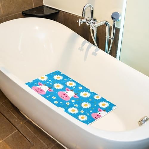 Shower Mat Non Slip, Cows Daisies Pattern Anti Slip Bath Mat - Image 5