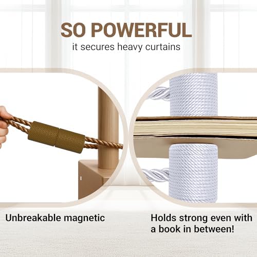 Hion Magnetic Curtain Tiebacks Dark Brown 4pcs, Curtain Holdbacks Hooks - Image 5