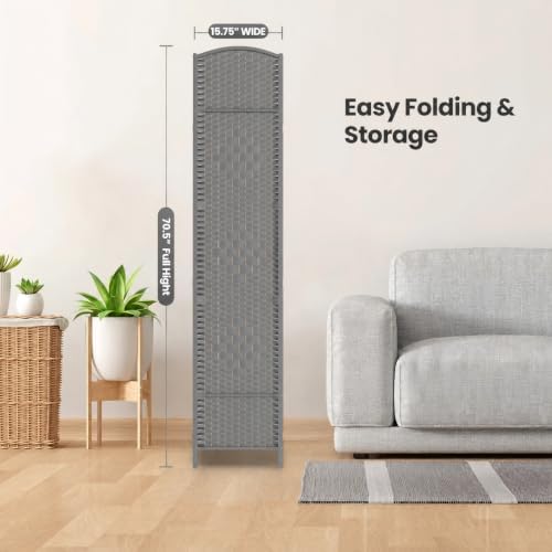 8 Panel Folding Room Divider, Woven Privacy Screen - Image 7