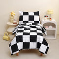 Caressma Checkered Toddler Bedding Set Black White Plaid Comforter Set by Caressma