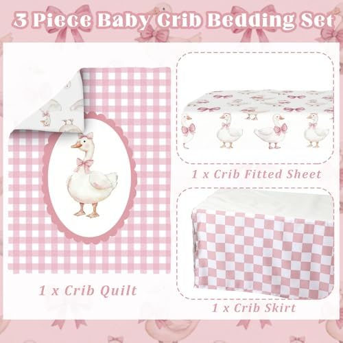 Hosuly 3 Pcs Bear Crib Bedding Set Nursery, Silly Goose - Image 4