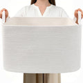 65L Large Laundry Basket with Handles, Woven Blanket Basket by HZFTJOY