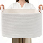 65L Large Laundry Basket with Handles, Woven Blanket Basket by HZFTJOY