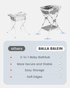 Baby Bathtub with Stand, 2-in-1 Collapsible Bath Tubs - Image 3