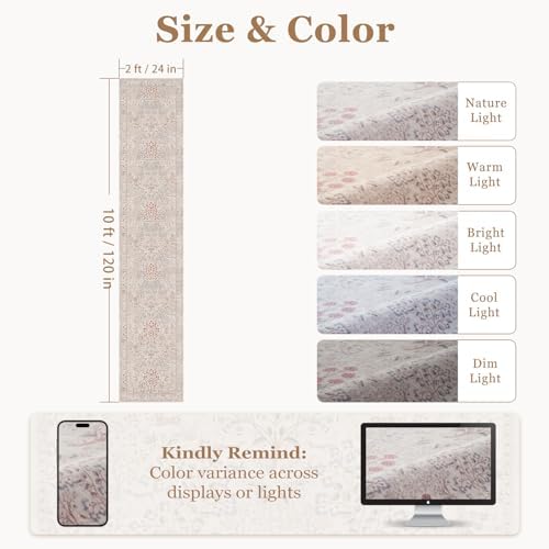 Floral Animal Cream 2x10 Long Hallway Runner Rug, Washable Non Slip Ultra Thin - Image 2