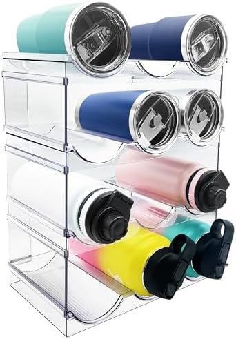 Spaclear 4 Pack Water Bottle Organizer, Stackable Kitchen Pantry Organization by Spaclear