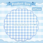60 Pcs Blue Gingham Paper Placemats, Scalloped Blue Checkered Place Mat - Image 2