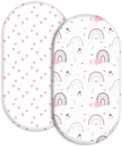 Baby Bassinet Sheets 2 Pack, Fits Rectangle Round Oval Hourglass Mattress by SoarwgKids