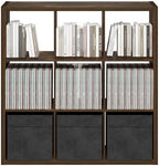 Furinno Cubicle 9-Cube Book Shelf, Extra Thick Frame Bookshelf, Amber Pine - Image 6