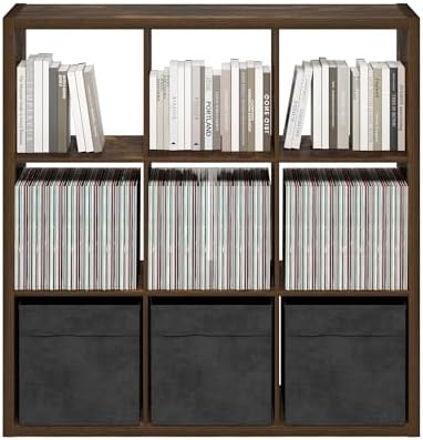 Furinno Cubicle 9-Cube Book Shelf, Extra Thick Frame Bookshelf, Amber Pine - Image 6