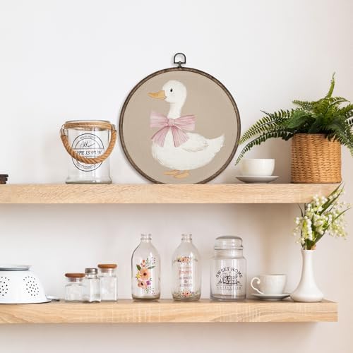 GWFSJYU Cute Duck Framed Wall Art, Duck Bathroom Decor, Vintage Pink Bow Ducks - Image 5