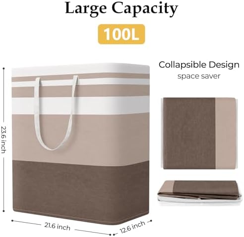 StorageRight Laundry Basket Hamper, 100L Collapsible Clothes Storage - Image 2