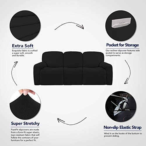 PureFit Super Stretch 3 Seats Recliner Sofa Couch Cover - Image 3
