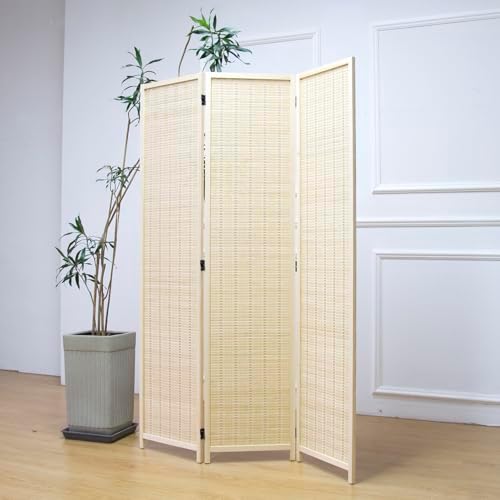 Furnnylane 3 Panel Room Divider and Folding Panel Screen, Bamboo Panel Divider by Furnnylane