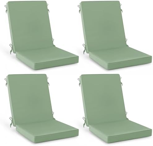 Summsun Patio Dining Chair Cushions 4-Pack, 20 x 20 Inch, Sage Green by SUMMSUN