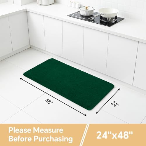 Polyester Bathroom Rug 24"x48" Verdant Green, Non-Slip Bath Mat - Image 2