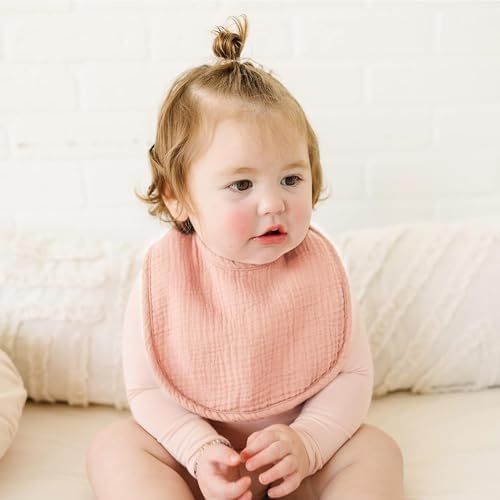 Konssy 8-Pack Muslin Baby Bibs, Adjustable Fit - Image 3