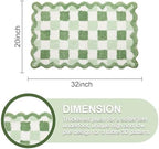 ORTIGIA Cute Green Checkered Scalloped Bath Mat, Fun Plush Microfiber Bathroom - Image 2