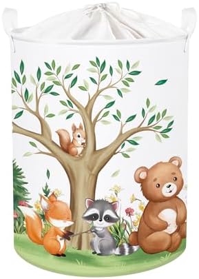 Forest Animals Laundry Hamper Woodland Tree Large Storage Basket Parents by HUUMONSS