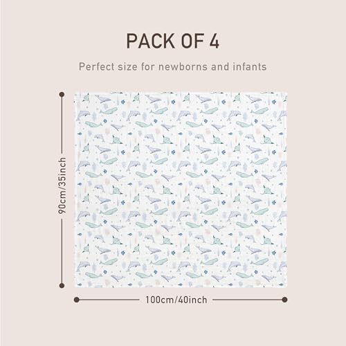 GLLQUEN BABY Muslin Swaddle Blankets 4Pk Receiving Blanket Large 35" x 40" - Image 5