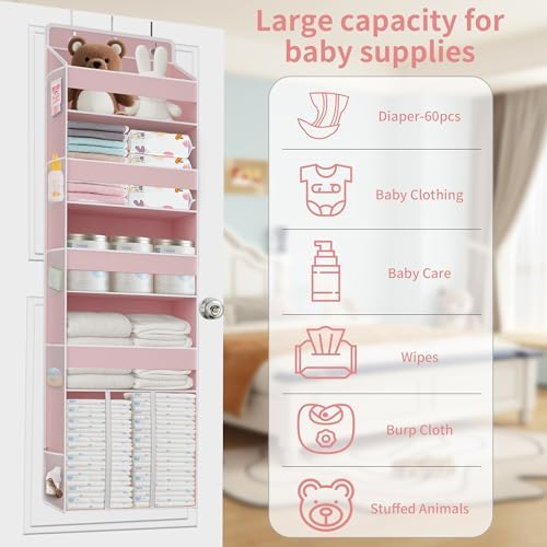TAHAVICE 1PC Pink Over the Door Nursery Organizer - Image 4