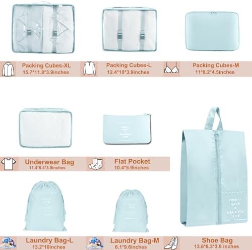Packing Cubes for Travel- 8 Set Luggage Organizer Bags for Family, Mesh - Image 3