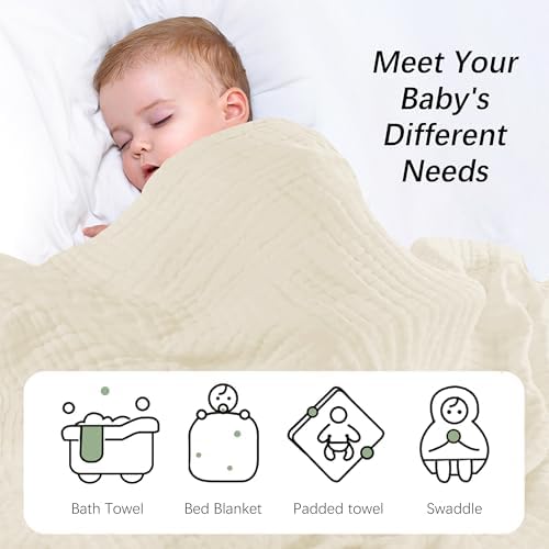 SWEET DOLPHIN Muslin Baby Bath Towels Blanket - Image 5