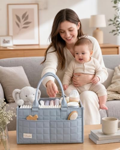 Baby Diaper Caddy Organizer, Portable Nursery Storage Basket - Image 5