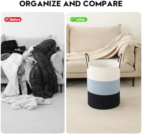 Laundry Basket Hamper Tall Rope Storage Woven - Image 5