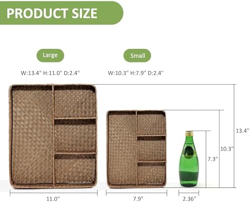 Nonam Large 4-Section Seagrass Tea Bag Organizer, Divided Basket - Image 5