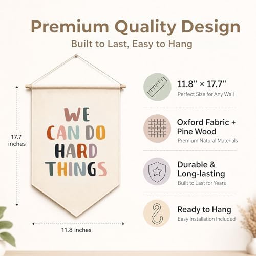 Classroom Wall Decor Banner, We Can Do Hard Things Positive Affirmation Hanging - Image 2