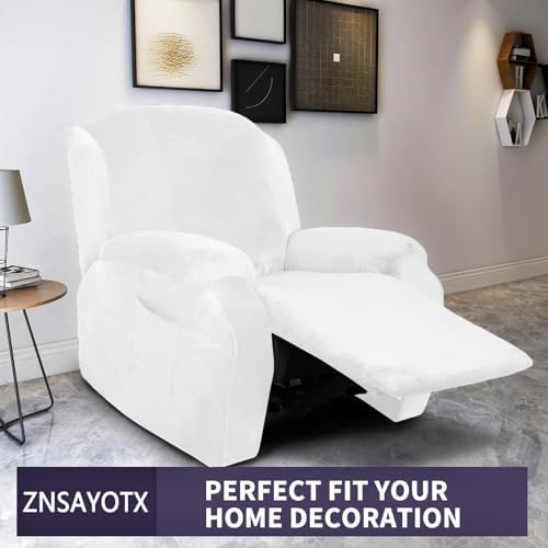 ZNSAYOTX Stretch Velvet Recliner Cover 4-Pieces, Thick Soft Recliner Chair - Image 2