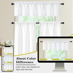 White Valances for Windows, Light Filtering Faux Linen Textured Small Short - Image 7