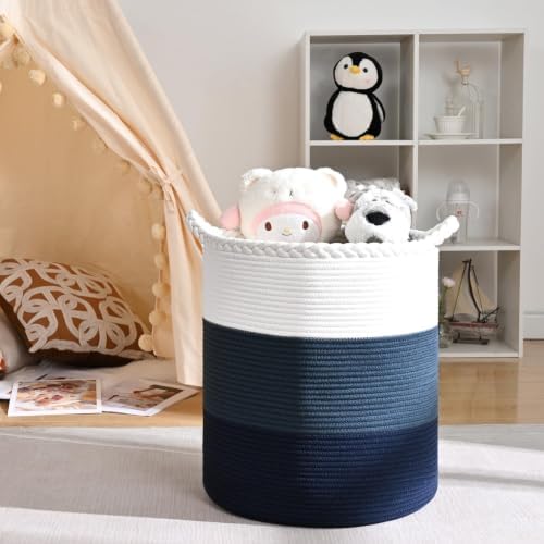 Laundry Hamper for Organizing, 52L Large Laundry Baskets, Cotton Rope Woven - Image 5