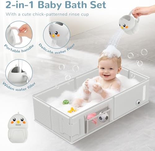 Collapsible Baby Bathtub, Foldable Toddler Bath Tub - Image 4