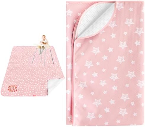 Extra Large Splat Mat, Baby Feeding Table Cloth 54''x72'' Pink Star by Moonsea