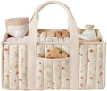 Quilted Fabric Storage Basket Floral Baby Diaper Caddy Quilted Basket by BBIQI