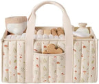 Quilted Fabric Storage Basket Floral Baby Diaper Caddy Quilted Basket by BBIQI