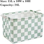 Ohocut Sage Green Checkered Canvas Basket, Rectangular Organizing Decorative - Image 7