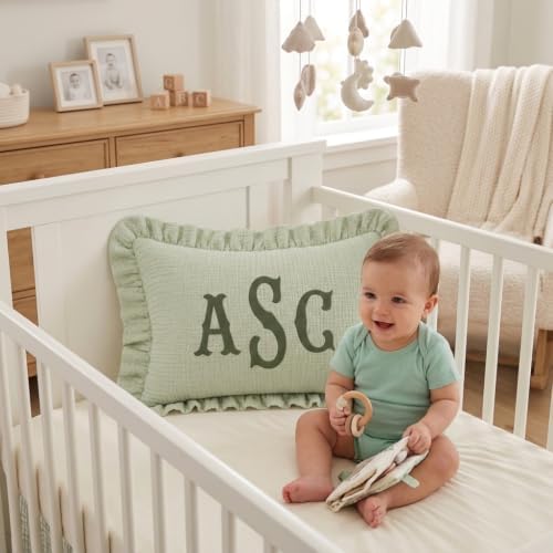 Monogram Pillow Covers, Custom Initials Muslin Pillow Cover, Embroidered Pillow - Image 5